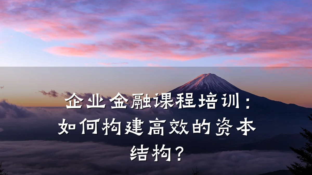 企业金融课程培训：如何构建高效的资本结构？